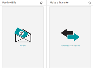 Picture of online banking screen showing bill pay and money transfer functions.